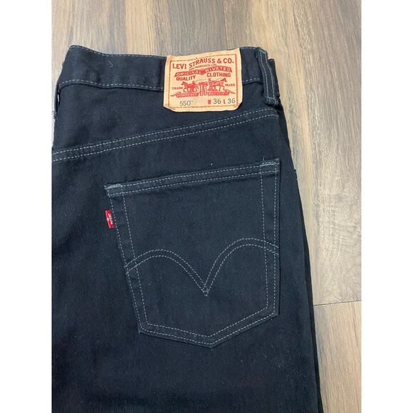 Men Levi's Strauss 550 Relaxed Straight black cotton denim dress jeans, 36x36 - Picture 4 of 5